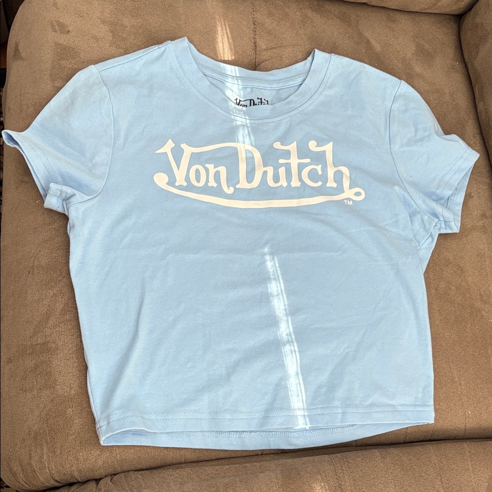 Von Dutch Sky Blue Crop Top Tee